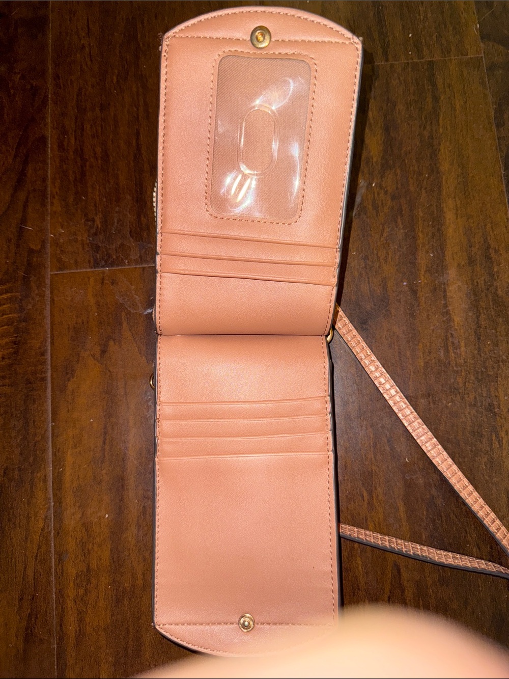 Peach Compact Crossbody Wallet with ID Window